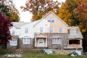 a house that is being repainted